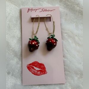 Betsey Johnson Strawberry Dangle Earrings